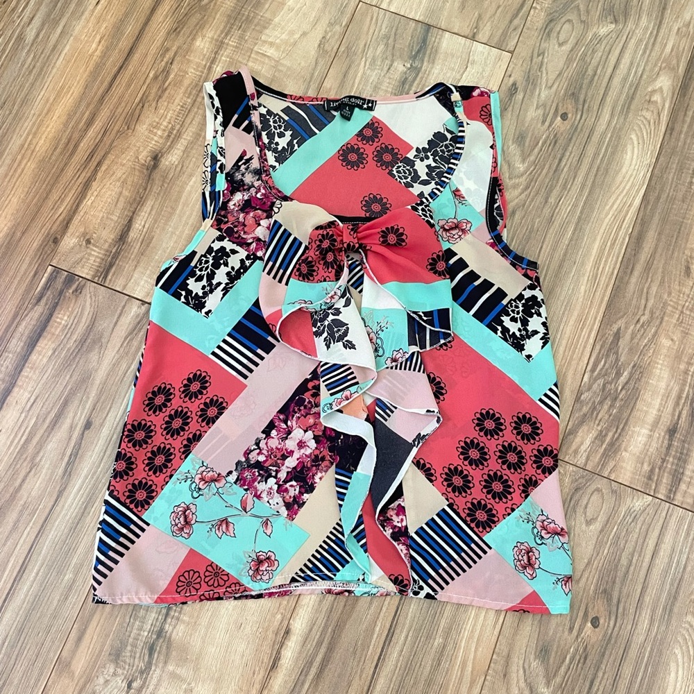 Silk Boho Tank Top with Bow